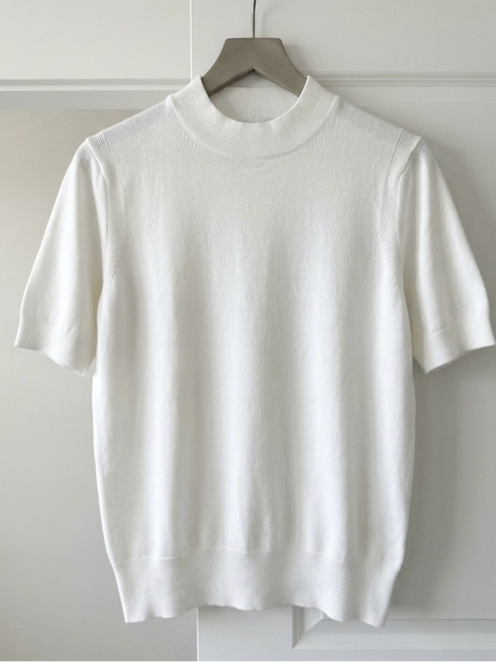 Short-Sleeve Mock Neck Sweater